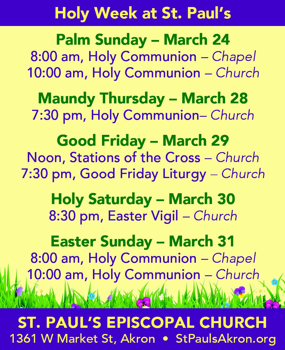 2024 Holy Week Service Schedule